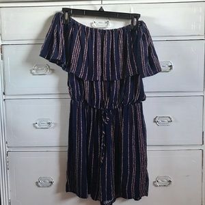 GREEN PEA/Navy Blue Off The Shoulder Romper/SZ M
